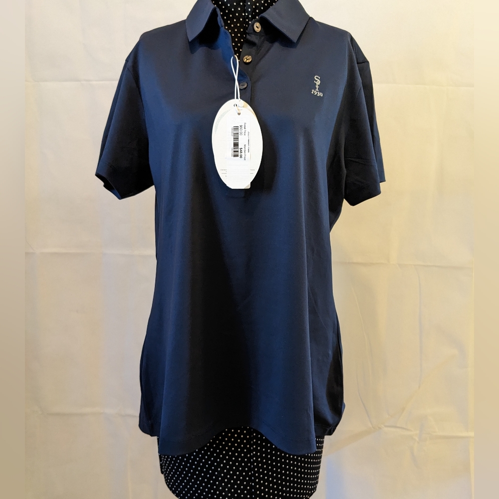 NEW GREG NORMAN women's freedom micro pique stretch polo in navy